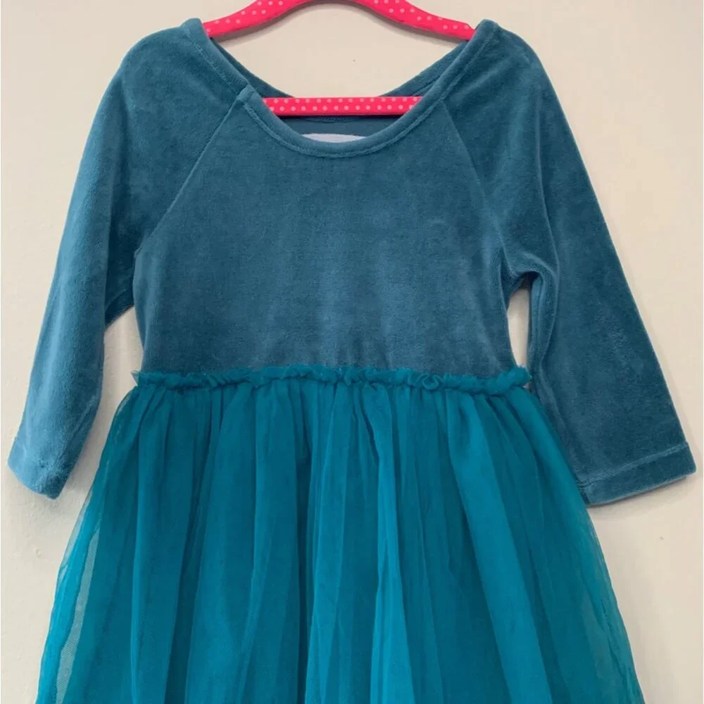 MINI BODEN Reindeer Dress Girls 5-6 5T 116cm Green Velour Tulle Christmas Girl - Picture 4 of 6